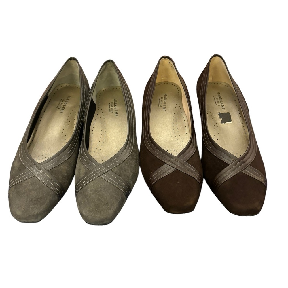 Two pairs of Mark Lemp Women’s Low Heel Pumps Black and Gray‎ Size 10
